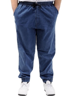 ModeXL  Büyük Beden Erkek Pantolon Kot Jogger Lastikli Paça Toronto 23916 Mavi
