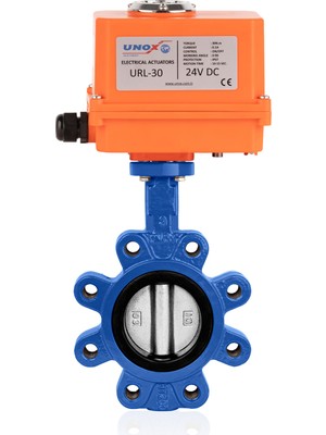 Unox DN40-11/2" Lug Tip 24 V Ac Elektrikli Aktüatörlü Kelebek Vana  Paslanmaz AISI304 Klape