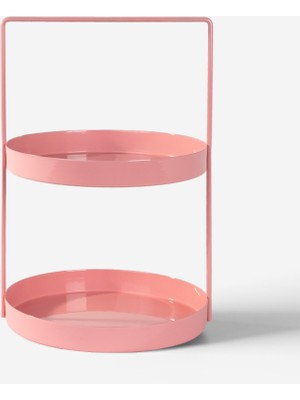 Rarart Concept 2 Katlı Pembe Metal Organizer - Çok Amaçlı Düzenleyici - Luna