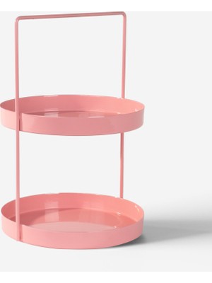 Rarart Concept 2 Katlı Pembe Metal Organizer - Çok Amaçlı Düzenleyici - Luna