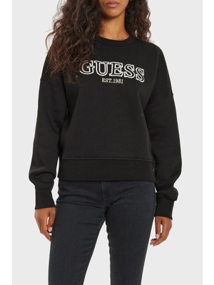 Guess Midge Pamuklu Bisiklet Yaka Regular Fit Sweat V4bq03kchx0 Bayan Sweat V4bq03 Kchx0 Jblk