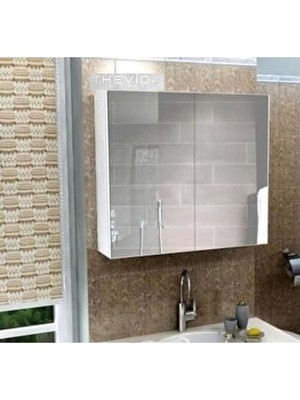 Tekno Trust Aynalı Lavabo Üstü Aynalı Banyo Dolabı Iki Kapaklı 60X60 60 x 60 2 Beyaz Üst Modül 60 x 17 x 60 Sun