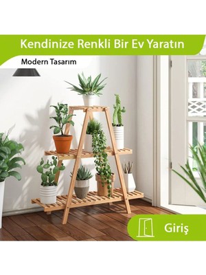 100 cm Ahşap Çiçeklik Ahşap Saksılık Çiçek Standı Ahşap Kahverengi