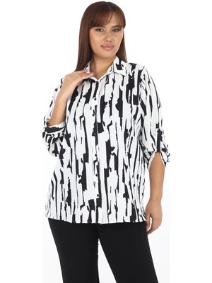 Lady Majestic Büyük Beden Desenli Kadın Gömlek