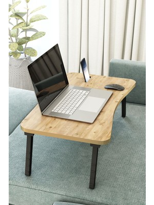 24 cm Katlanır Laptop Masası Leptop Sehpası Çalışma Yatak Kahvaltı Masası 60 cm 35 cm Kahverengi Su