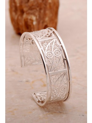 Sümer Telkari Telkari Işlemeli Elişi Tasarım Gümüş Bilezik 4658