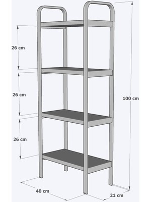 100 x 48 Banyo Düzenleyici Mutfak Rafı Banyo Dolabı Çok Amaçlı Dolap 4 Katlı Metal Mutfak Düzenleyi