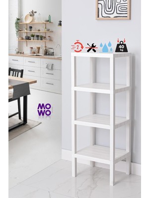 Tekno Trust Plastik Shelf Beyaz 4 Raflı Düzenleyici Mutfak Raf