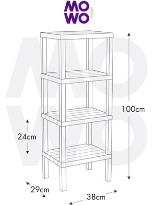 Tekno Trust Plastik Shelf Beyaz 4 Raflı Düzenleyici Mutfak Raf