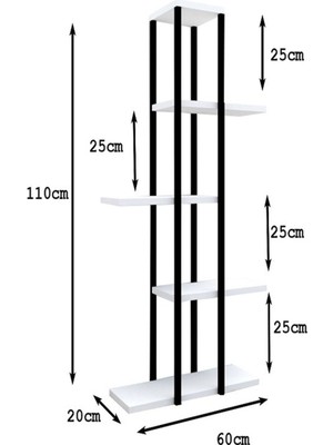 Modern Dekoratif 5 Raflı Metal Çiçeklik Saksı Standı Saksılık Metal Beyaz Modern 110 cm