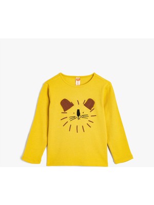 Koton 5Wmb10173Tk 165 Sarı Erkek Bebek Pamuk Jersey Sweatshirt