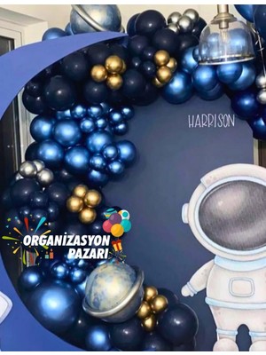 Balon Seti Krom Gold-Krom Gümüş-Krom Mavi-Gece Mavisi 100 Lü Balon Zinciri Seti