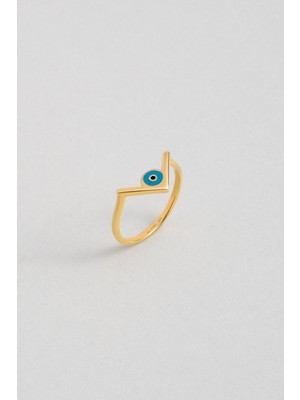 So CHIC Ra Gözü 18 Ayar Sarı Altın Kaplama Gümüş Yüzük