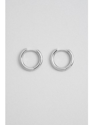 So CHIC Klasik 18 Ayar Beyaz Altın Kaplama Gümüş Halka Küpe