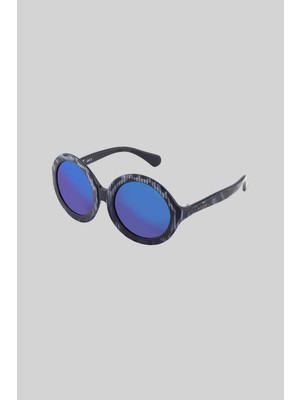 Aynalı Mavi Yuvarlak Camlı Güneş Gözlüğü