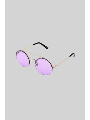 Mor Yuvarlak Camlı Güneş Gözlüğü