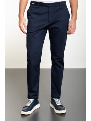 MCR Düz Lacivert Super Slim Fit Kemerli Erkek Pantolon