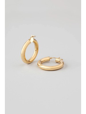 So CHIC Klasik 18 Ayar Beyaz Altın Kaplama Gümüş Halka Küpe