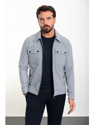 Kareli Slim Fit Gömlek Yaka Erkek Mont