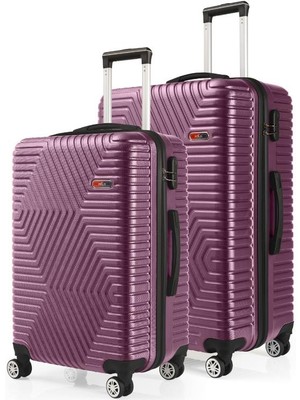 G&d Polo Suitcase Abs Orta ve Büyük Boy Mürdüm 2'li Valiz Seti 600.09-B