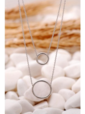 Mediterian Parlak gümüş kolye, doğal taş detaylı, şık ve zarif tasarım