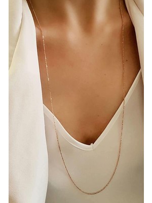 Mediterian İtalyan Tasarımı Gümüş Rose Altın Kaplama Ayarlanabilir Zincir Kolye