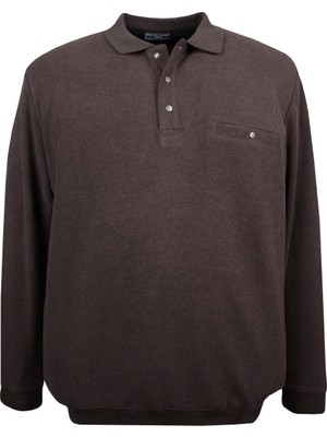 Maruf Shop Erkek Büyük Beden 122 Kilo - 158 Kilo Arası Için Uygun Geniş Kalıp Polo Yaka Selanik Sweat Kahve