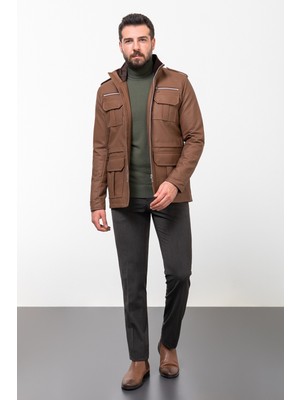 MCR Kaban Şişme Orta Kalınlık Kaşe Malzeme Erkekler İçin Midi Boy Haki Renk