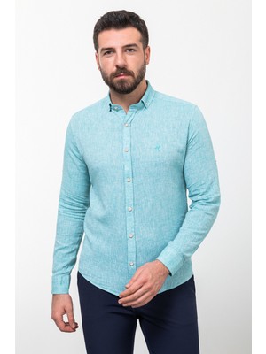 Düz Slim Fit Basic Keten Erkek Gömlek
