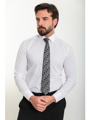 MCR Düz Beyaz Renk Slim Fit Polikort Yaka Klasik Erkek Gömlek