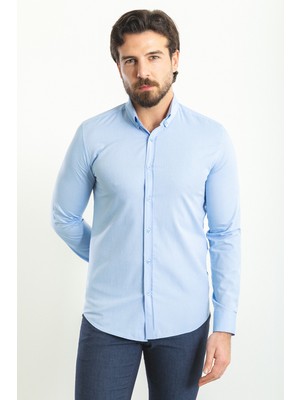 Düz Slim Fit Uzun Kollu Erkek Gömlek