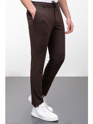 Düz Super Slim Fit İpli Erkek Pantolon