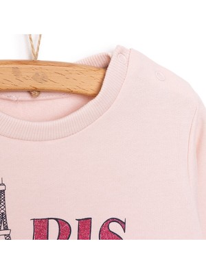 HelloBaby Basic Az Şardonlu Paris Desenli Sweatshirt Kız Bebek