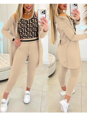 Aknbutik Kadın Uzun Kollu Krep Üçlü Takım