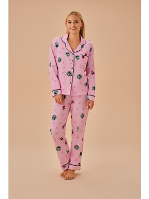 Suwen Panda Gömlek Yaka Pijama Takımı