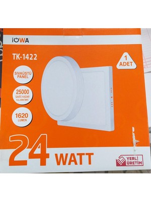 Efe Elektrik Iowa Sıva Üstü 24 Watt LED Panel Beyaz Kasa Beyaz Işık