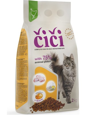 Cici Wıth Chıcken 2 kg Yetişkin Kuru Kedi Maması Tavuklu