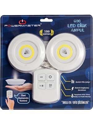 Powermaster 150 Lümen Cob LED Yuvarlak Beyaz Kumandalı Çift Ampül