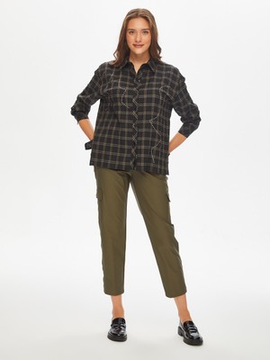 Trok Taşlı Kareli Krinkl Gömlek 69314