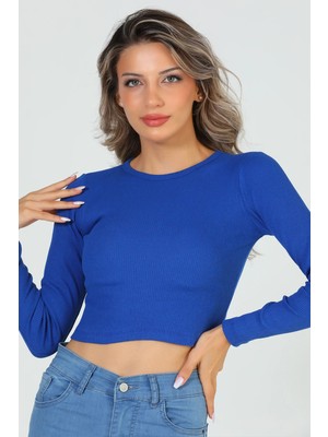 Saksmavisi Kadın Bisiklet Yaka Kaşkorse Crop Body Bluz P-00006296