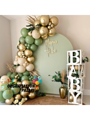 Balon Seti Okaliptus-Krom Gold-Deniz Kumu 100 Lü Balon Zinciri Seti