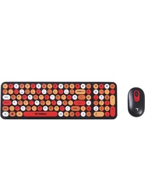 Torima Kablosuz Q Klavye Mouse Seti Retro Daktilo Görünümlü TMK07 Çok Renkli