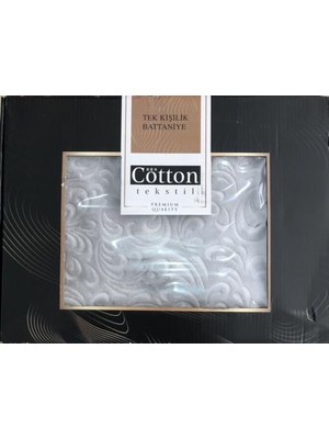 Royam Cotton Gri Embos Kutulu Tek Kişilik Battaniye 160 x 220