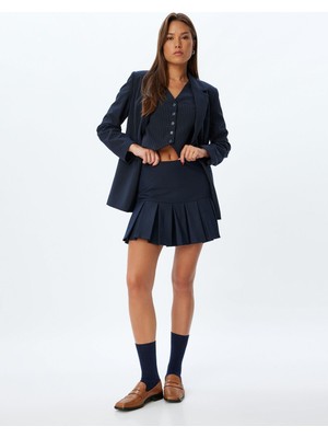 Koton Mini Pileli Şort Etek Standart Bel 5WAK70016PW