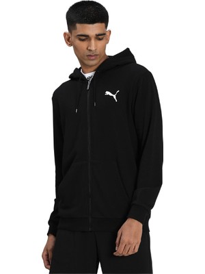 Puma Essentials Small Logo Fermuarlı Kapüşonlu Sweatshirt Siyah