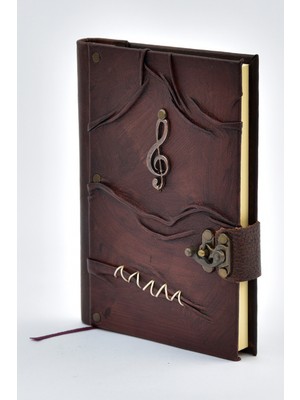 Legend Deri El Yapımı  Sol Anahtar Hakiki Deri Şamua Kraft Kağıt Eskitmehediyelik Anı Günlük Ajanda