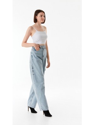 Kemerli Yüksek Bel Slouchy Jean