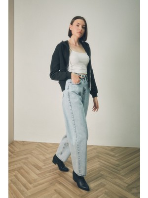 Yüksek Bel Tokalı Slouchy Jean