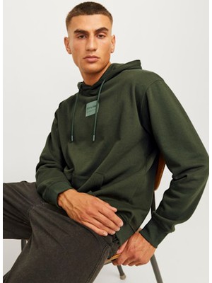 Jack & Jones Kapüşon Yaka Haki Erkek Sweatshırt 12256841_JJHAKKAI Sweat Hood