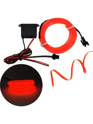 Oto Aksesuarcım Fitilli Ip Neon LED Torpido Şeridi 2 Metre Kırmızı-Oranj